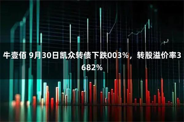 牛壹佰 9月30日凯众转债下跌003%，转股溢价率3682%
