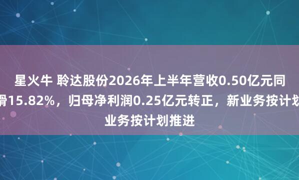 星火牛 聆达股份2026年上半年营收0.50亿元同比下滑15.82%，归母净利润0.25亿元转正，新业务按计划推进